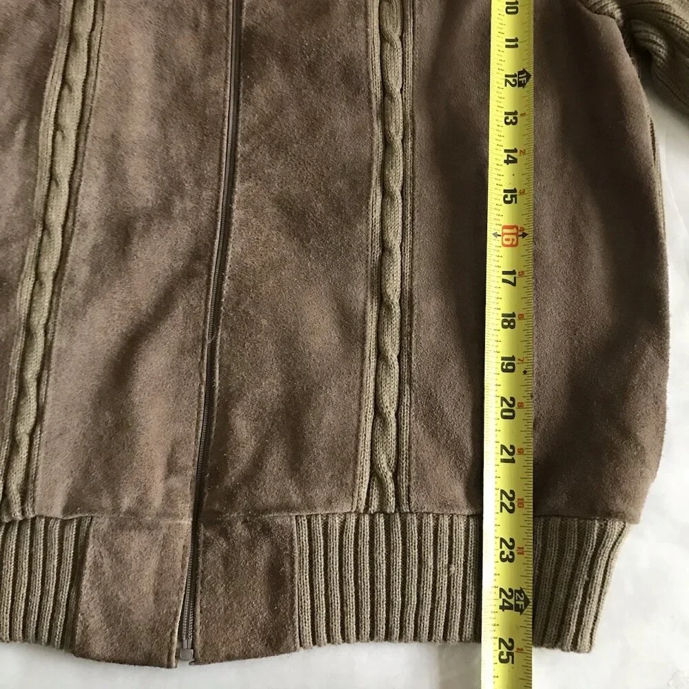 Vintage Rene De France‎ Front Suede Sweater Mens Size XL